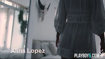 Alina Lopez tempts in solo lingerie striptease for Playboy dream session